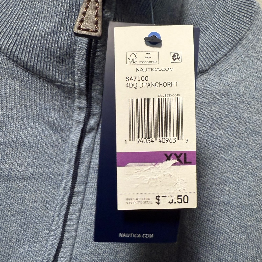 Nautica Navy and Light Blue Sweater XXL